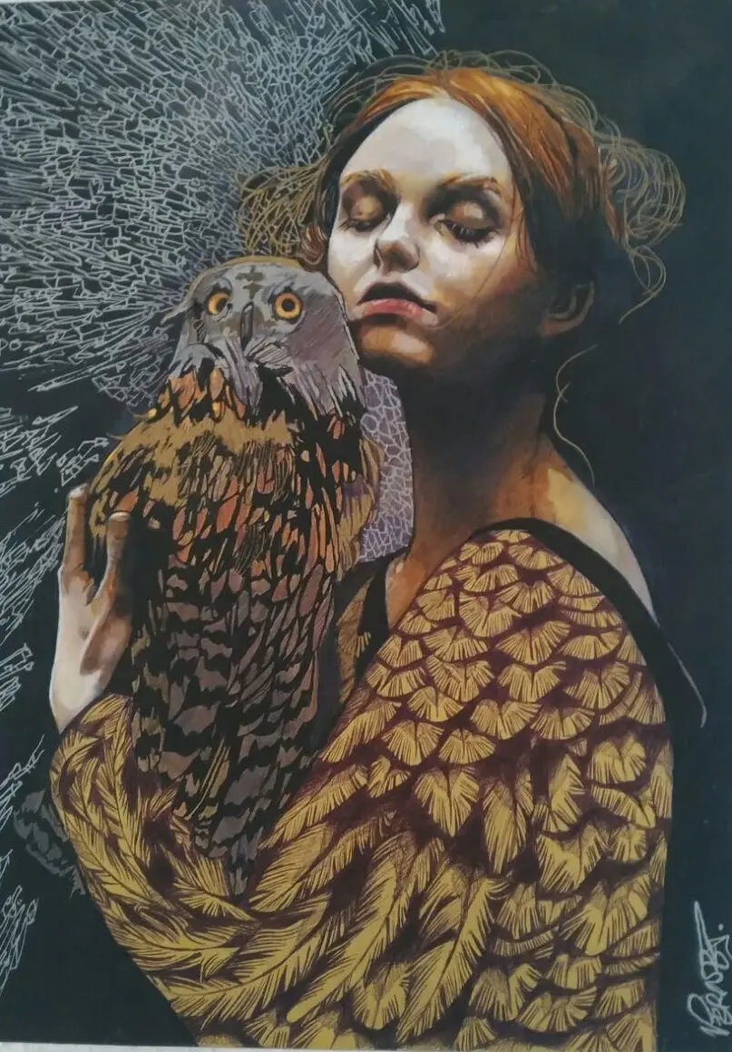 Acrílico, rotulador y bolígrafo sobre tabla.